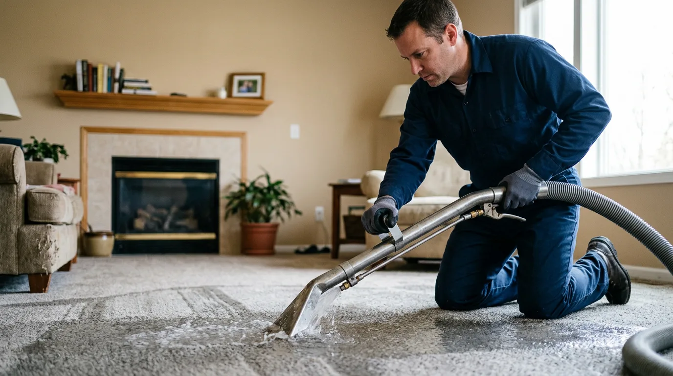 Water damage restoration technician working near Deep Water, WV